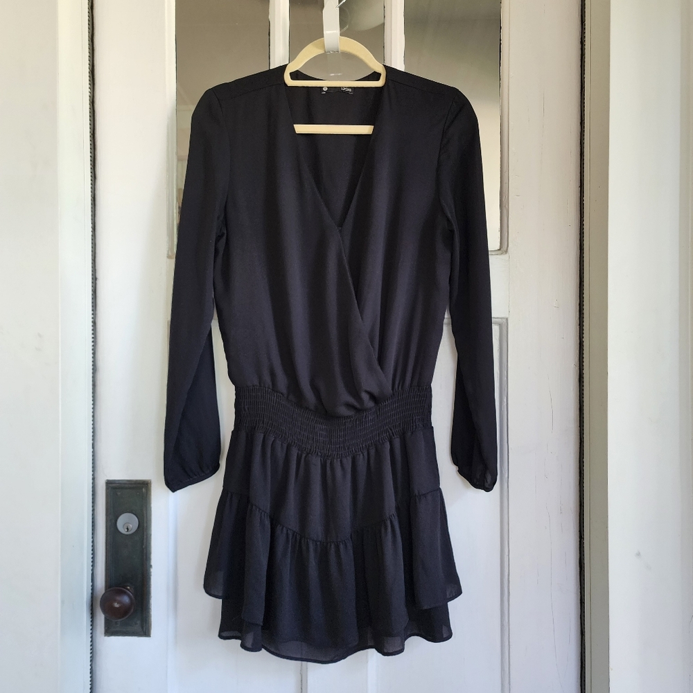 Krisa Black Long Sleeve Mini Dress